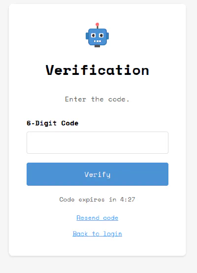 Two-factor verification screen